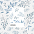 A picture of a blue leaf background with a pantone card that says 'Eton'.