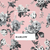 A picture of a pink floral background with a pantone card that says 'Harlow'.